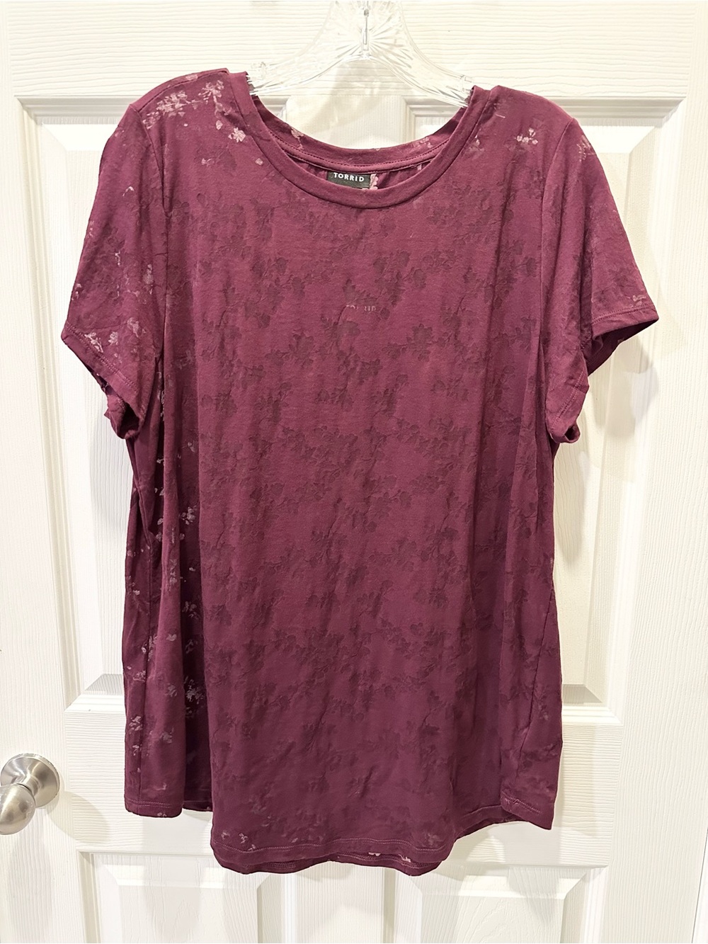 Torrid 1X Purple Floral Burnout Crew Tee Shirt